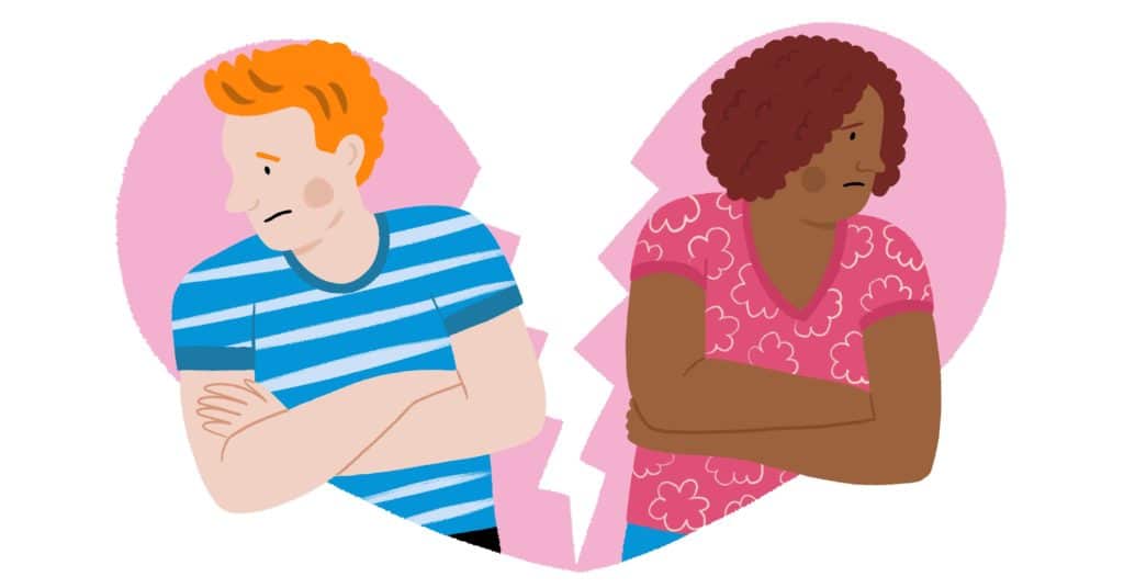 Illustration of couple with difficulties