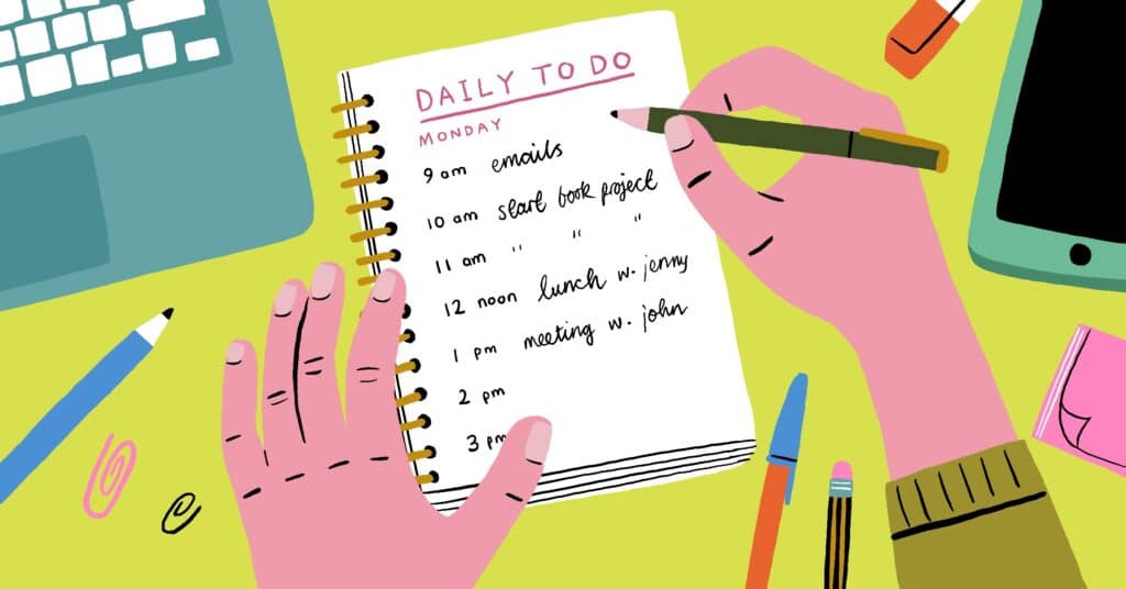 Illustration of someone making a to do list