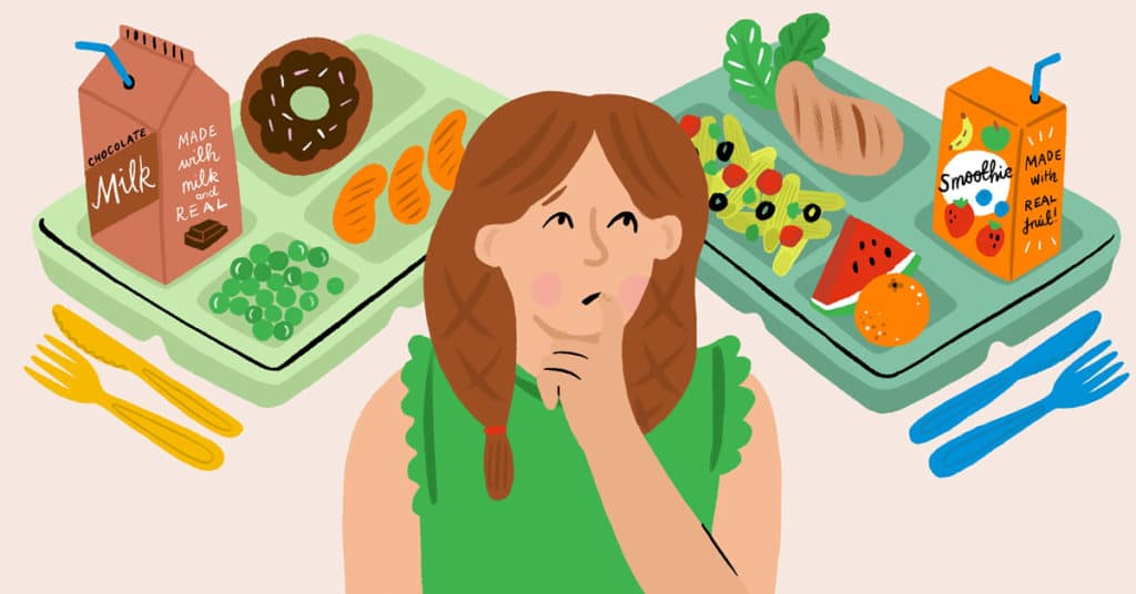 Woman thinking about food choices